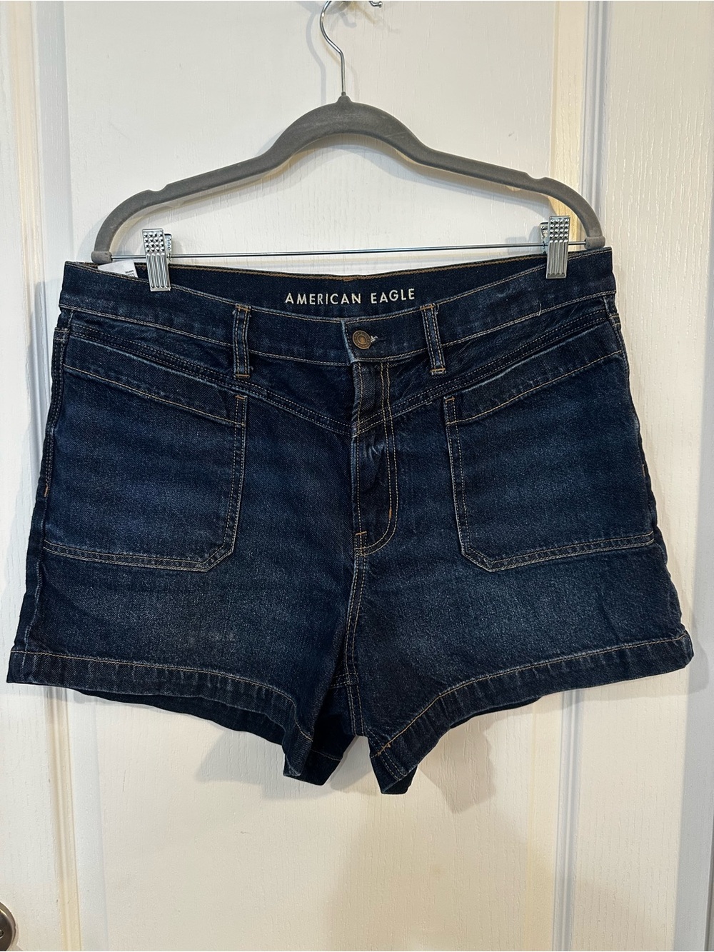 American Eagle Outfitters Dark Blue Denim High-Rise Shorts